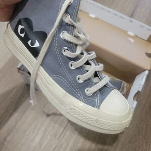 Converse Gray and Cream High-Top Sneakers